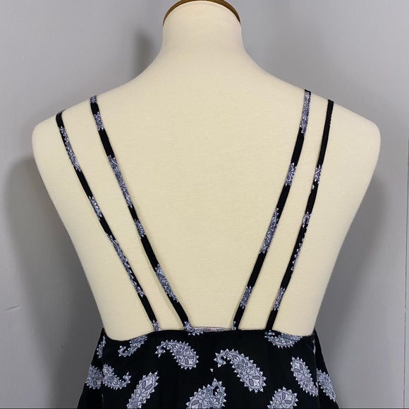 Brandy Melville Deep-V Paisley Black Mini Dress Y2K Sundress - Picture 5 of 9